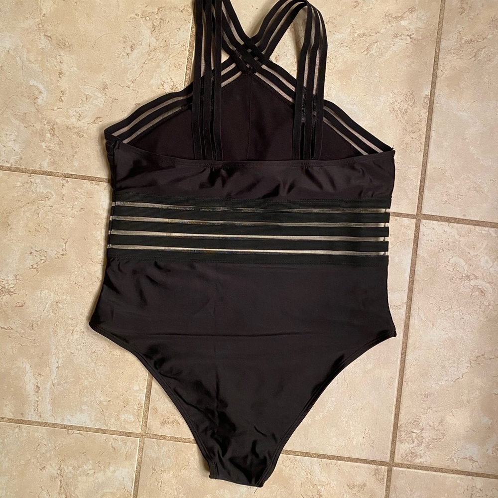 Black swimsuit with mesh details